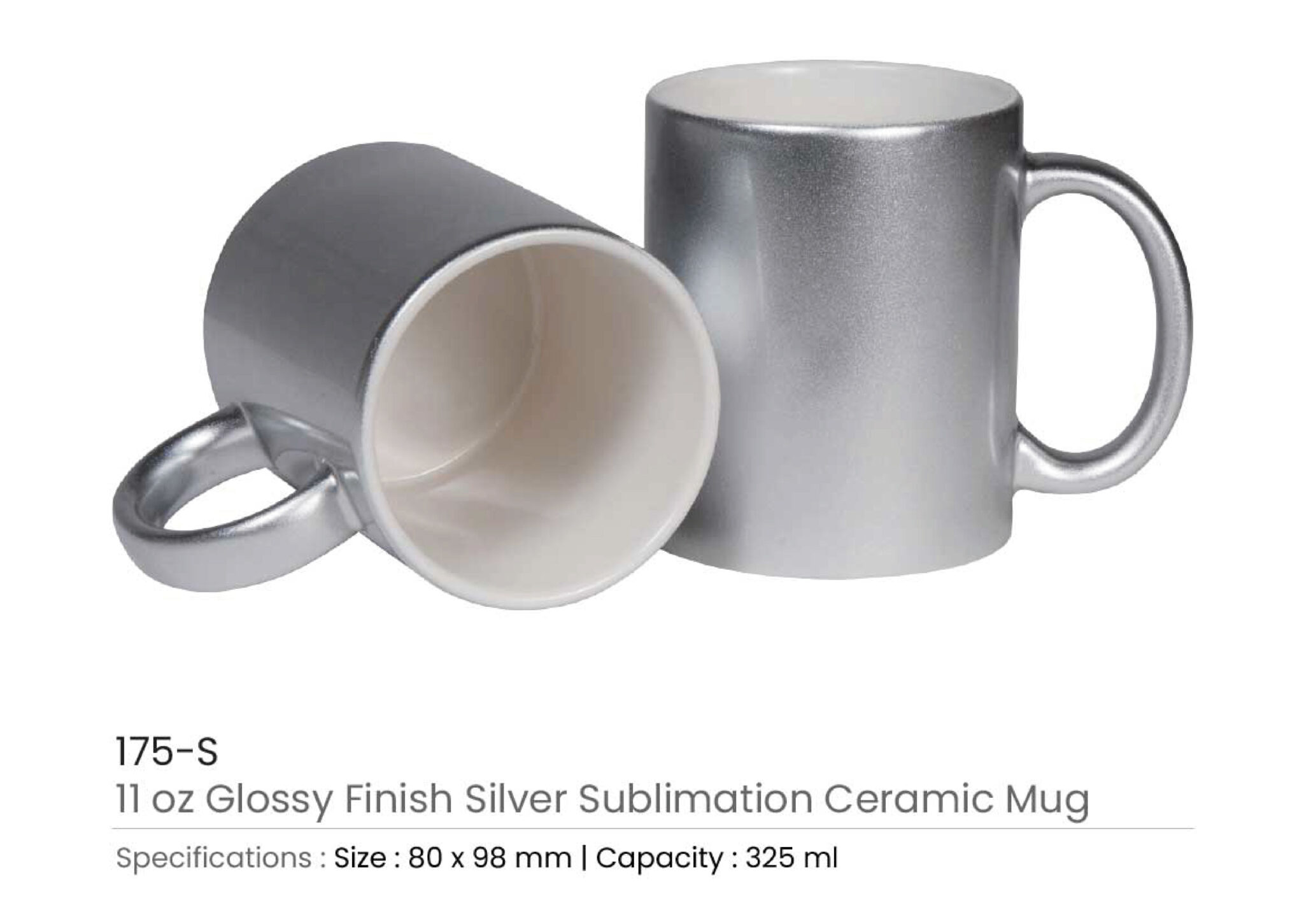 Shiny Silver Mug Printing